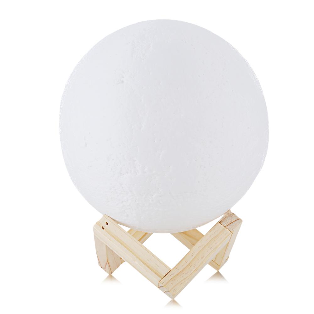 Rechargeable 3D Print Moon Lamp 2 Color Change Touch Switch Bedroom Bookcase